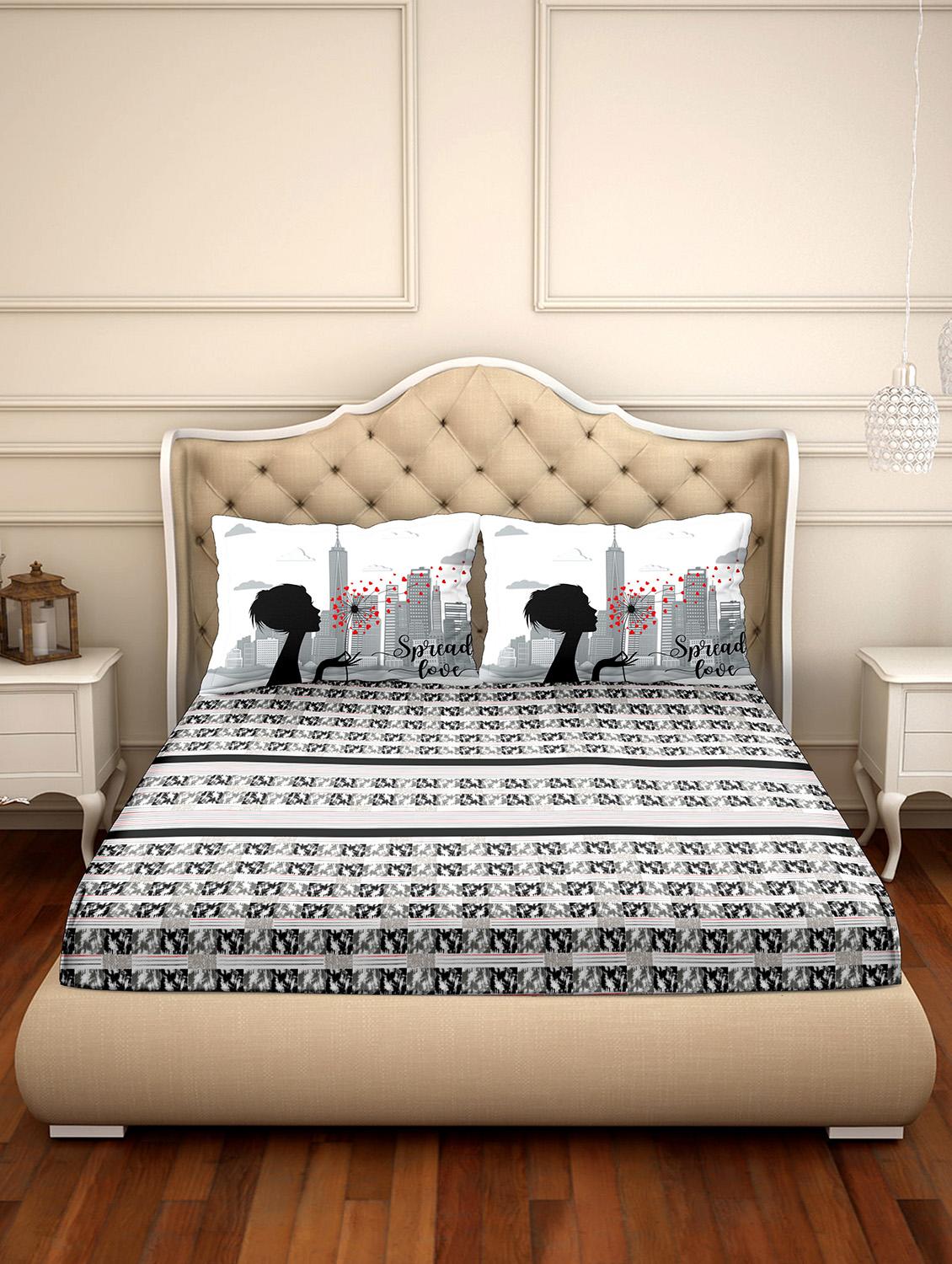 vogue double bedsheet set super king size 100% luxury cotton grey colour - 18702779 -  Standard Image - 1