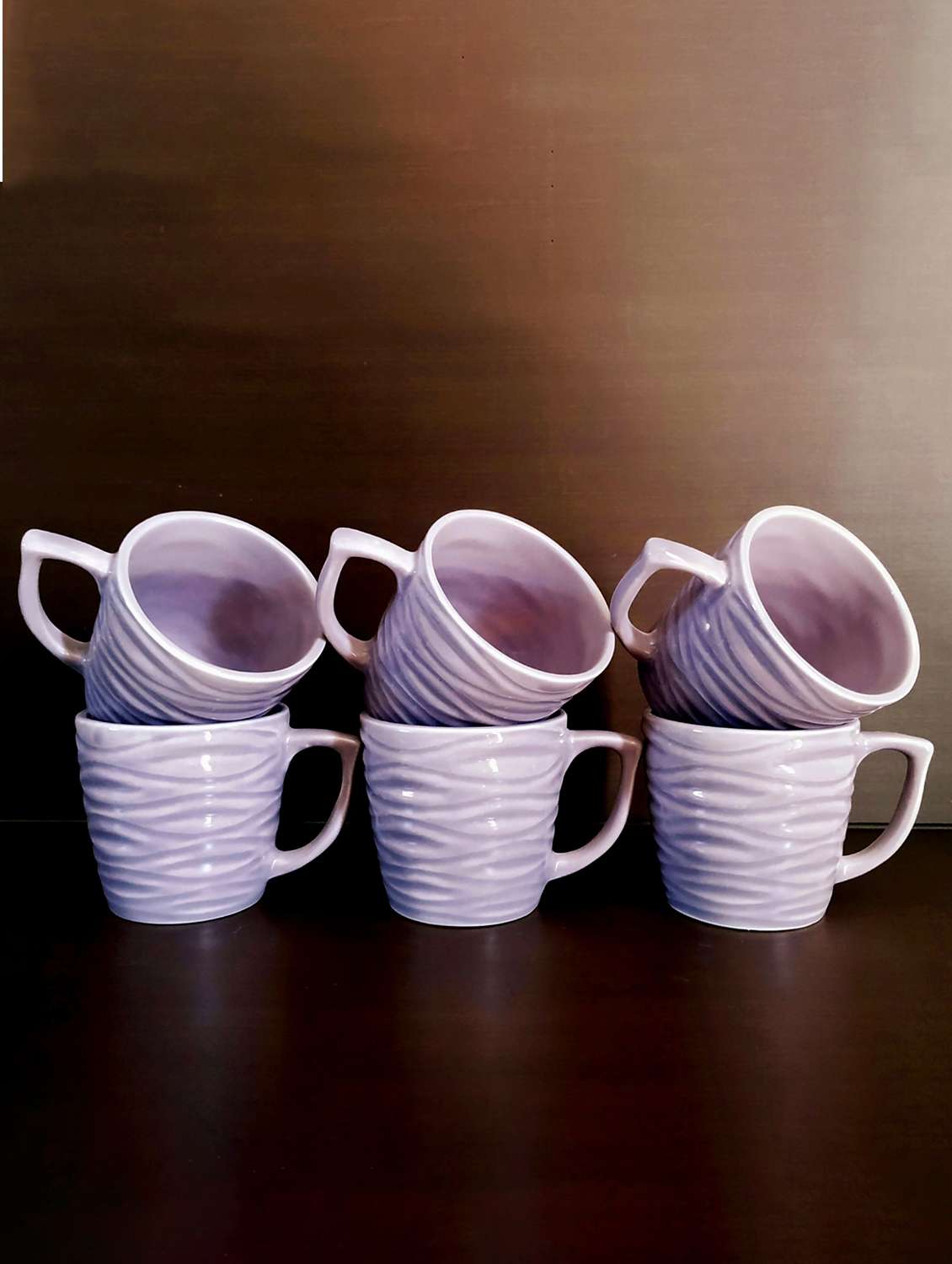 moody panda purple set of 6 cups | cup set | set of 6 cups | ceramic