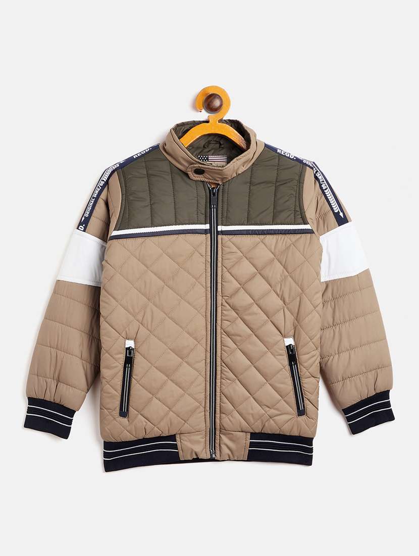 beige polyester quilted jackets & coat