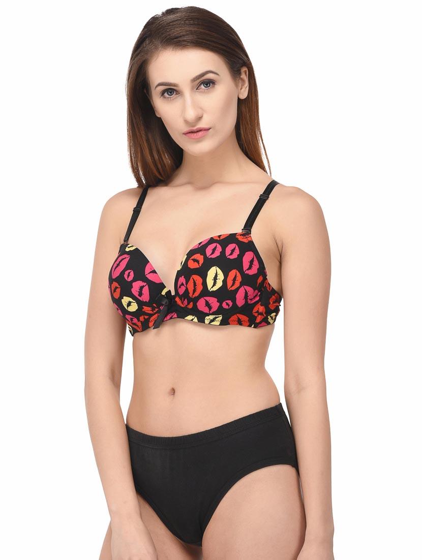 black cotton bras and panty set - 18703974 - Standard Image - 1