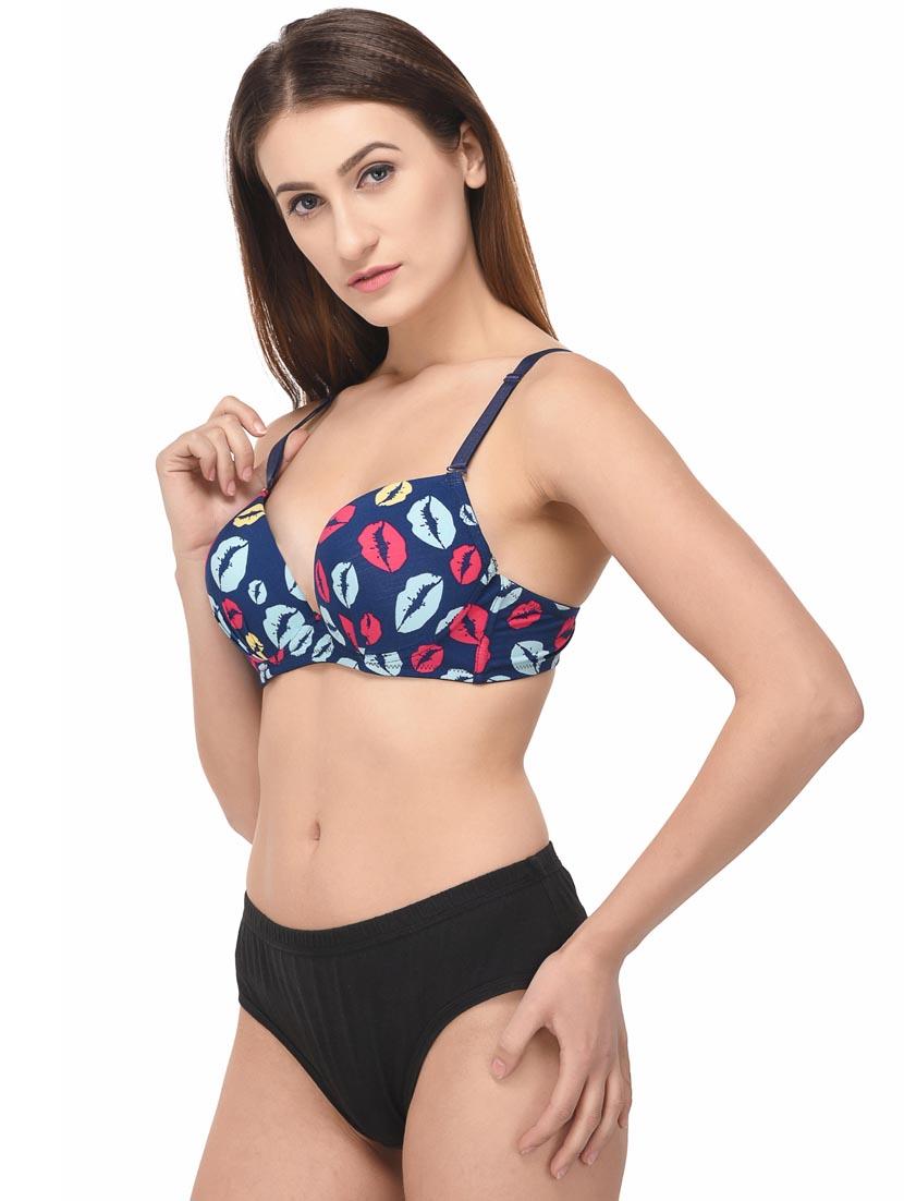 dark blue cotton bras and panty set - 18703975 -  Standard Image - 1