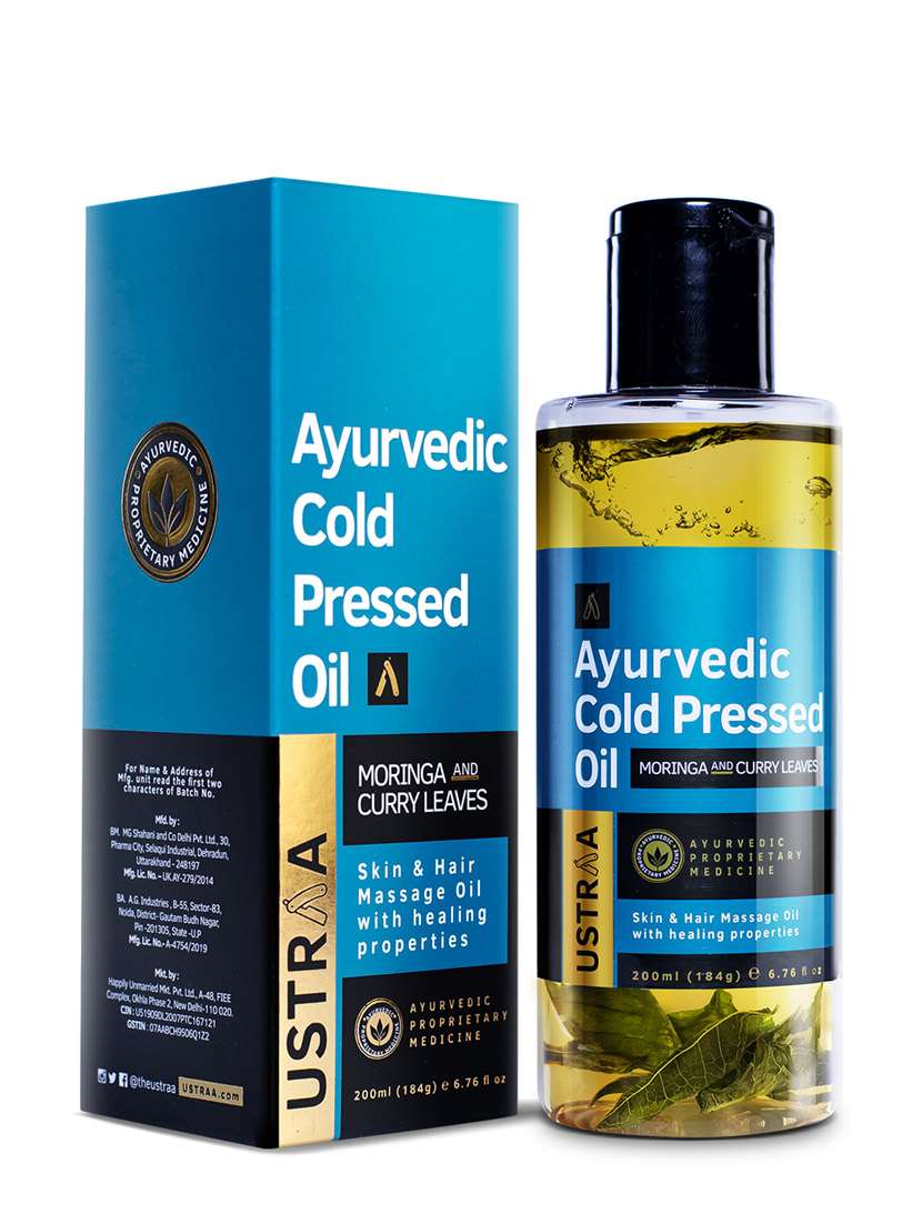 ustraa ayurvedic cold pressed oil - 200ml & hair wax strong hold wet look - 100g - 18718151 -  Standard Image - 1