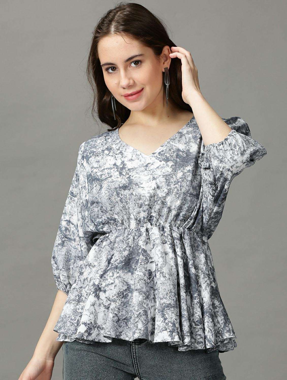women's peplum v neck top - 18718588 -  Standard Image - 1