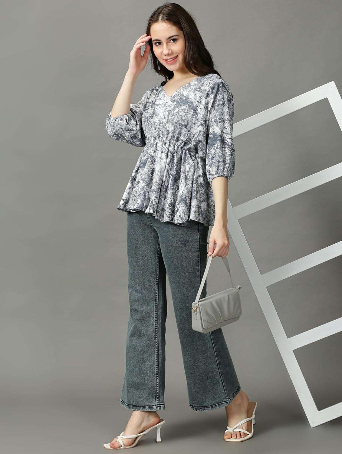 women's peplum v neck top - 18718588 - Standard Image - 4