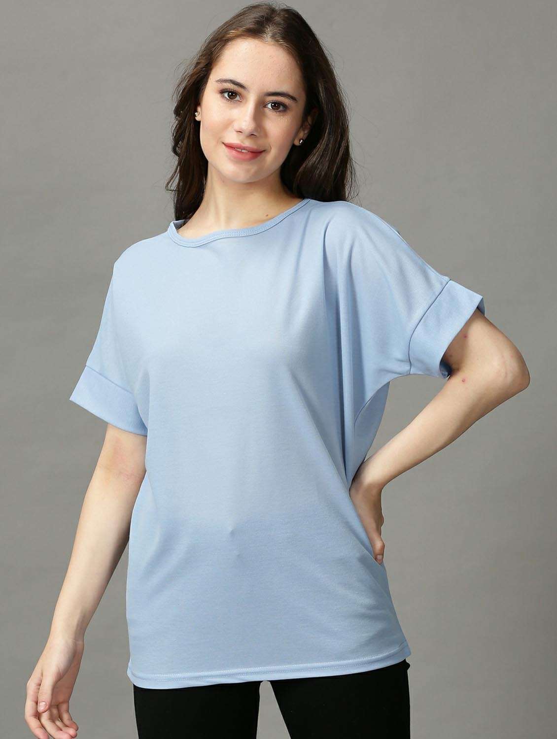 women's plain round neck t-shirt - 18718591 -  Standard Image - 1