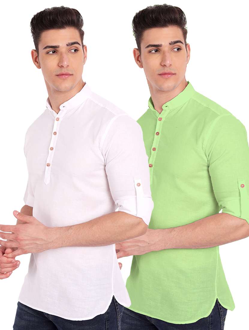 pack of 2 solid short kurta