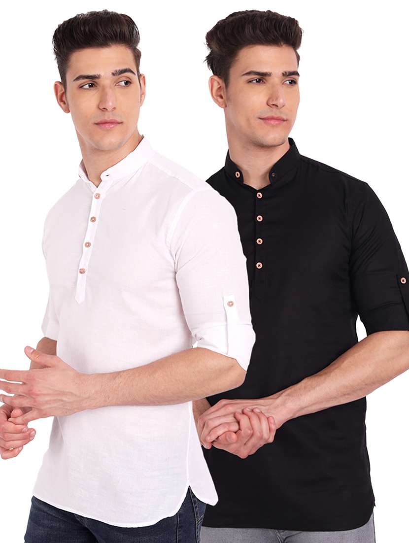 pack of 2 solid short kurta