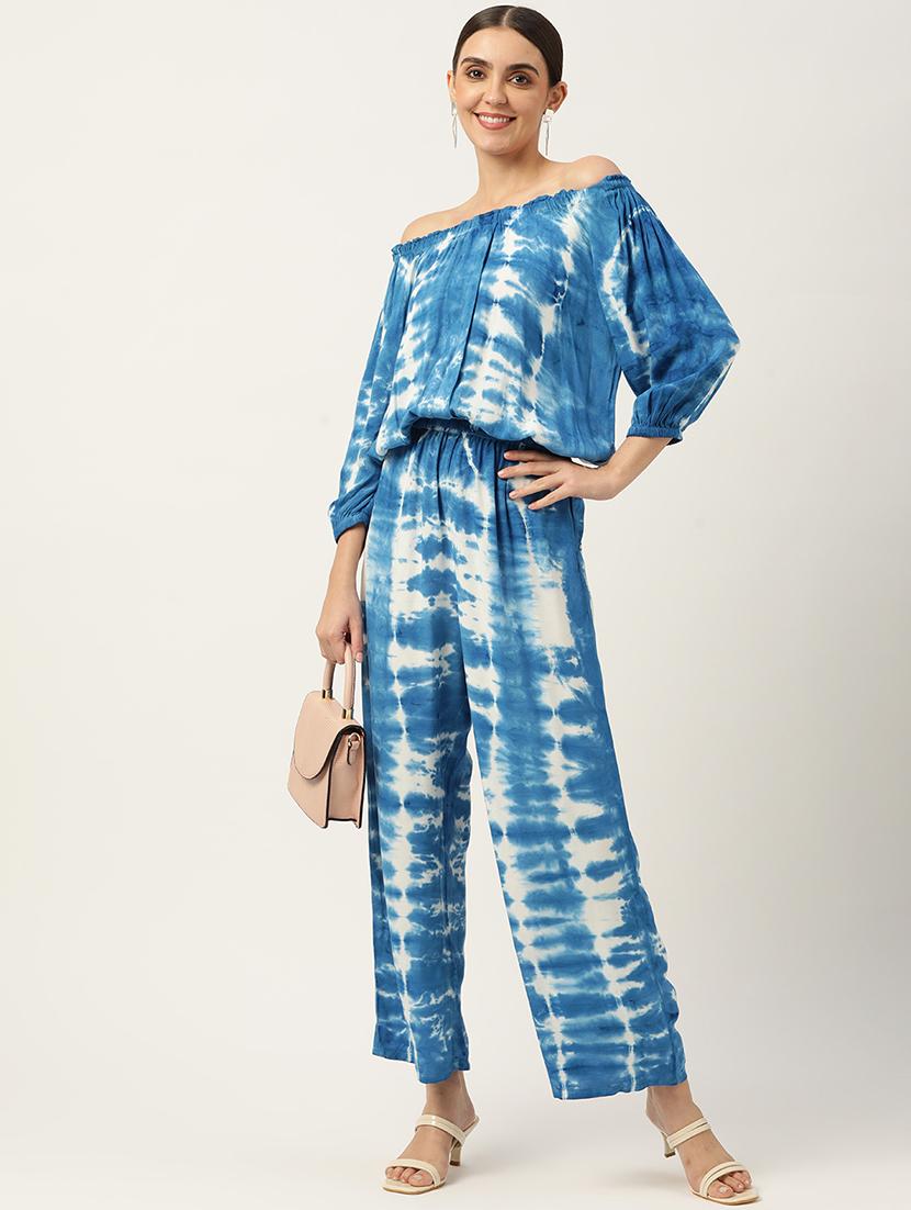 blue rayon top and trouser set coord - 18719403 -  Standard Image - 1
