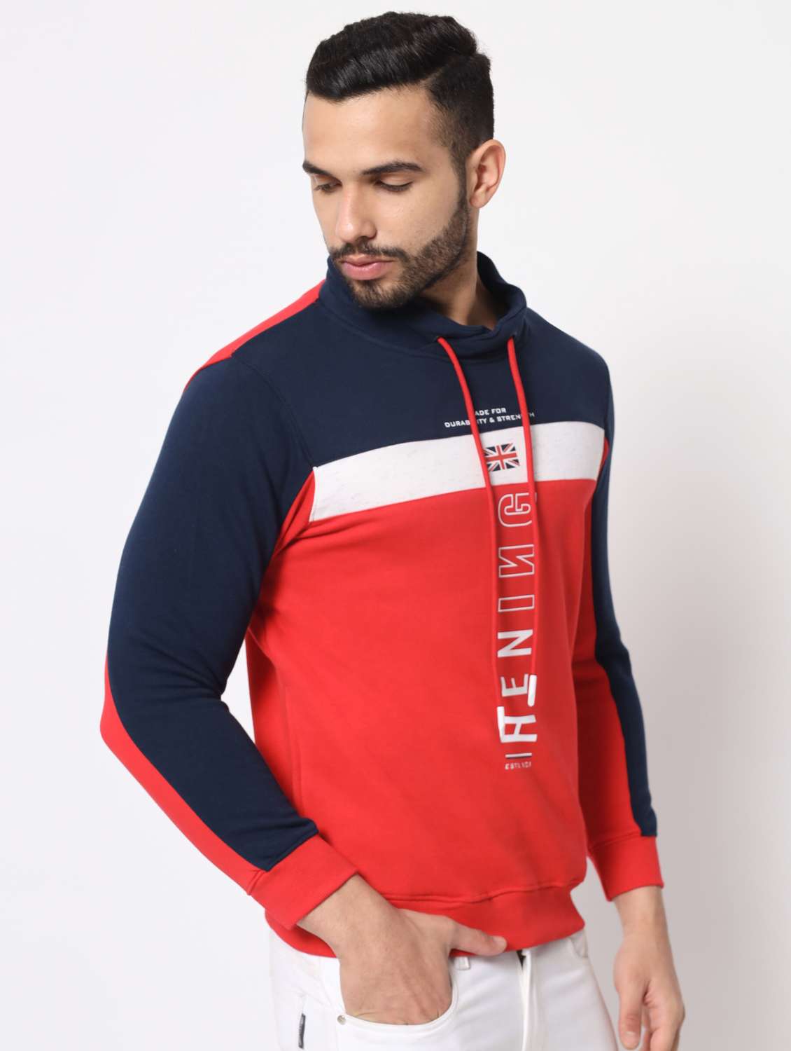 navy blue cotton chest print sweatshirt - 18720559 - Standard Image - 1