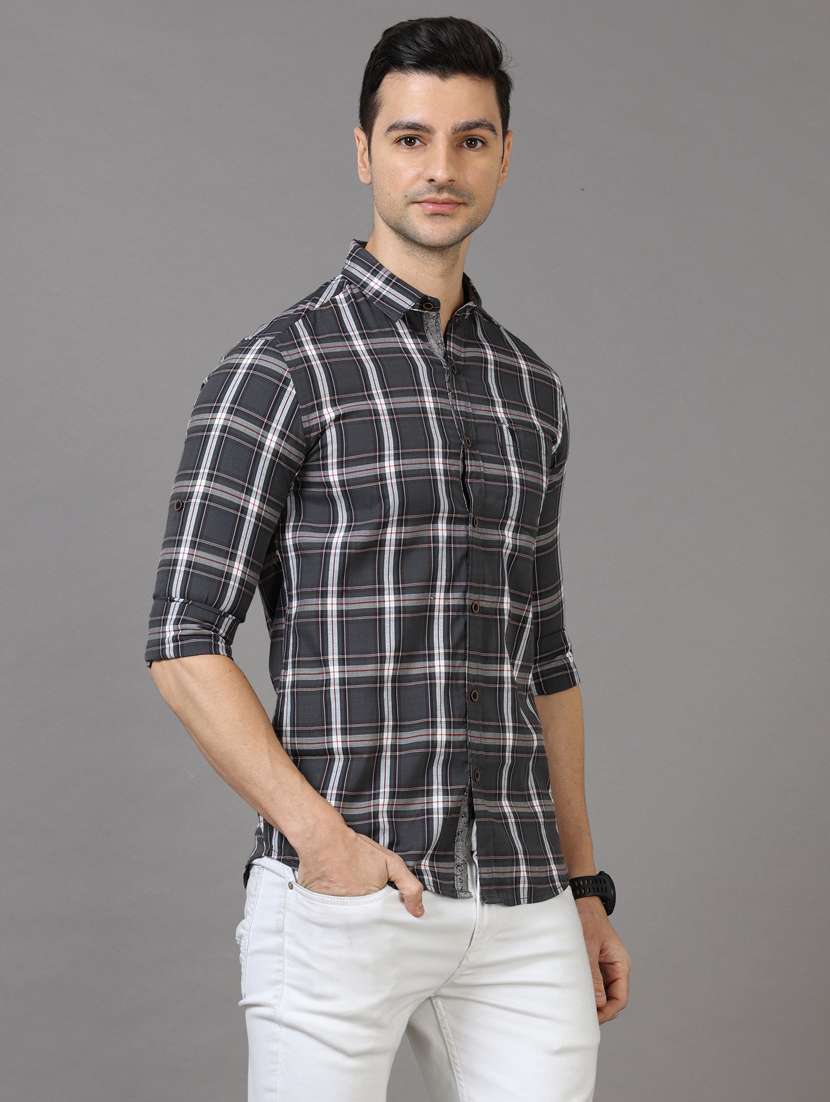 checkered design casual shirt - 18720700 - Standard Image - 1