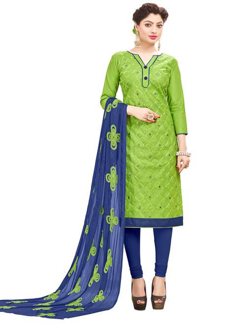 embroidered churidaar unstitched suit - 18721264 -  Standard Image - 0