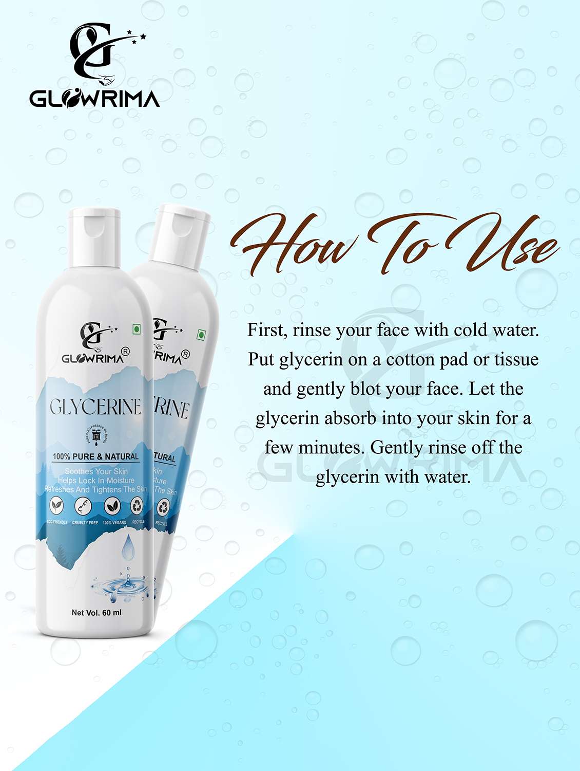 glowrima 100% natural glycerine for cleansing & refreshing skin pore tightening 200ml (pack of 2) - 18722514 -  Standard Image - 1