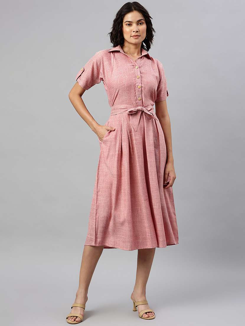 women solid fit & flared dress - 18734497 -  Standard Image - 1