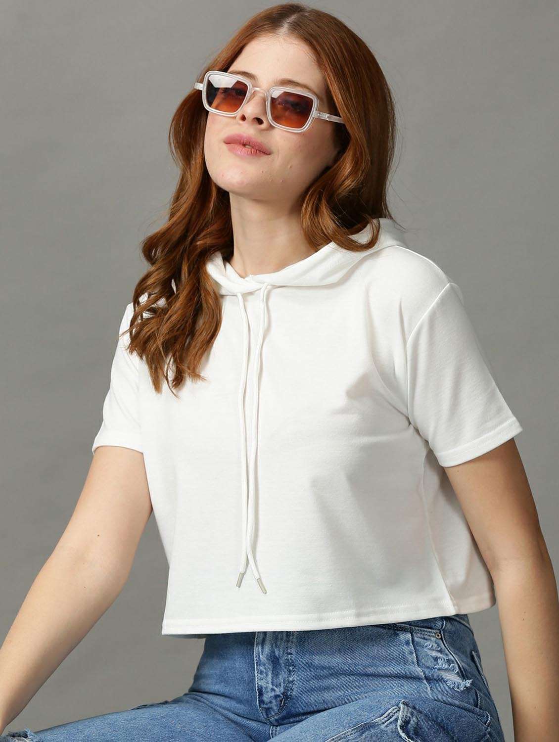 white cotton blend regular top - 18734827 -  Standard Image - 1