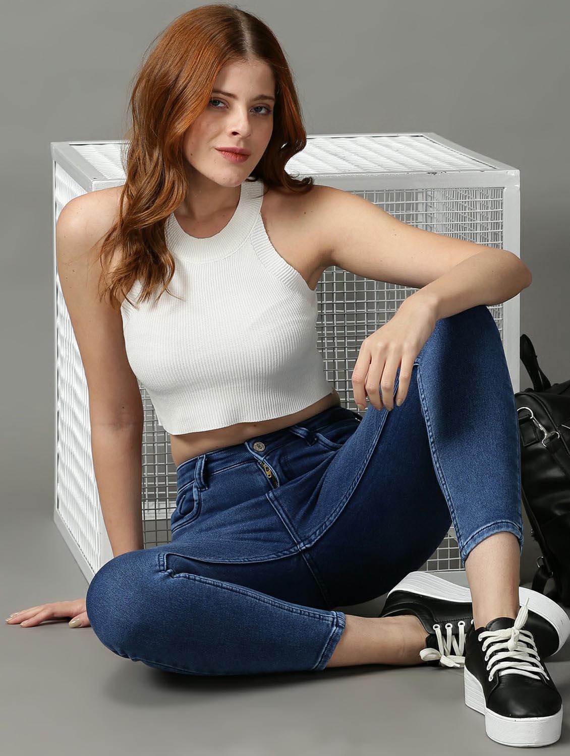 white cotton blend regular top - 18734846 - Standard Image - 4