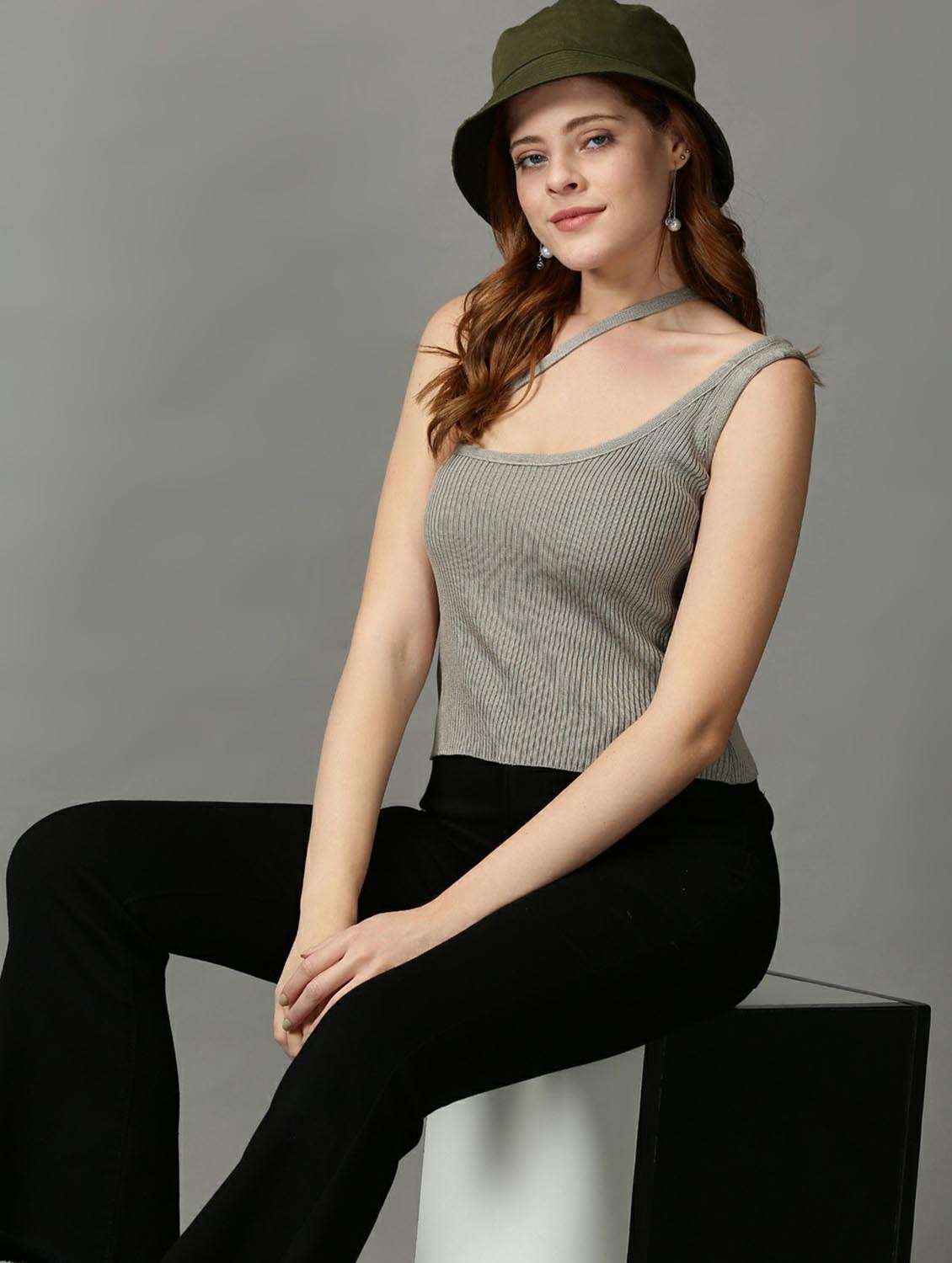 women's straight asymmetric neck top - 18734887 -  Standard Image - 1