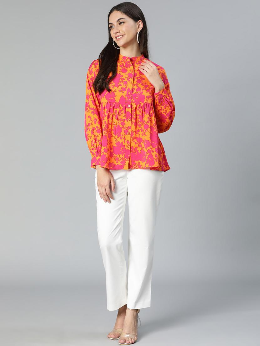 women's peplum mandarin neck top - 18735713 - Standard Image - 4