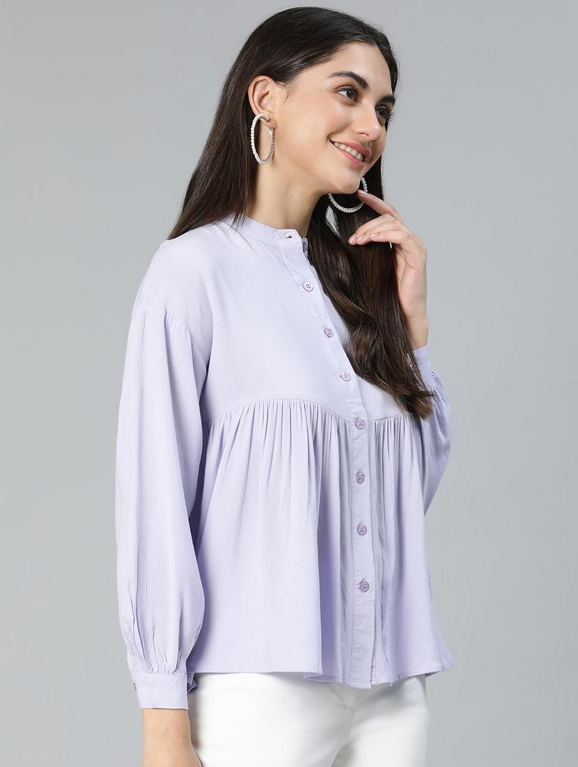 women's peplum mandarin neck top - 18735714 - Standard Image - 1