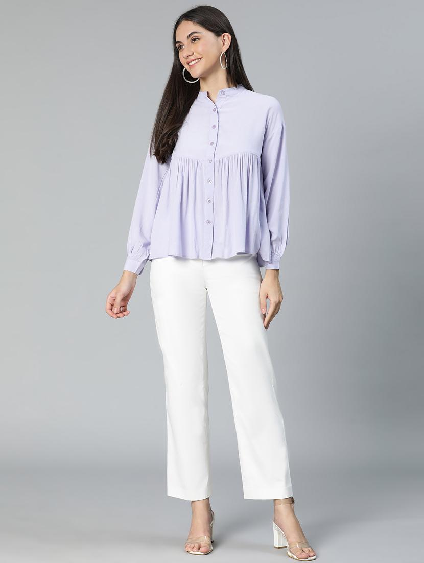 women's peplum mandarin neck top - 18735714 - Standard Image - 4