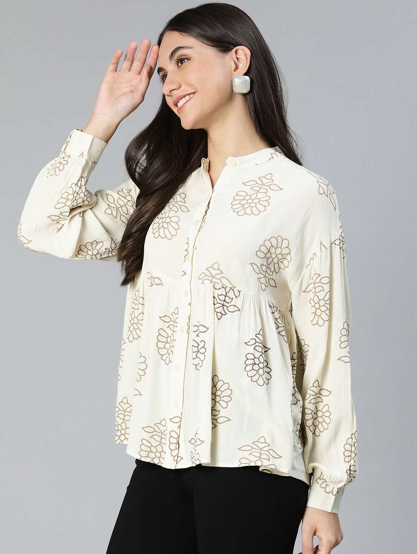 women's peplum mandarin neck top - 18735715 -  Standard Image - 1