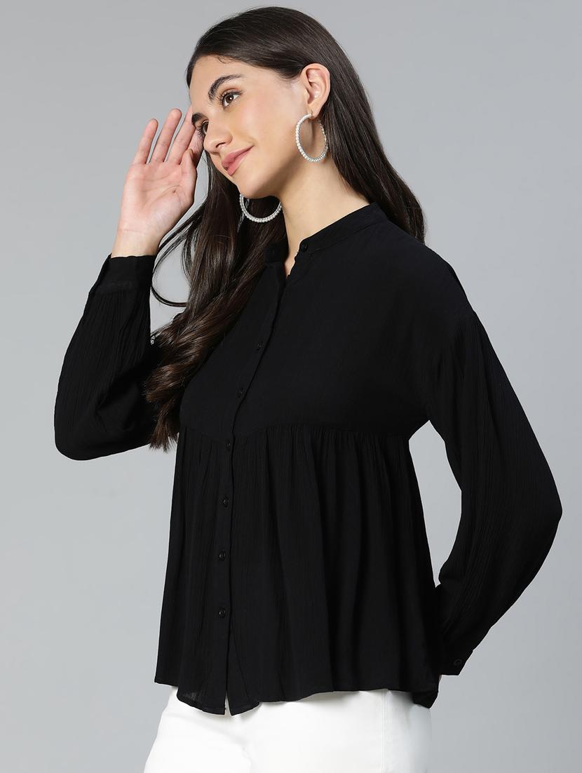 women's straight mandarin neck top - 18735716 - Standard Image - 1