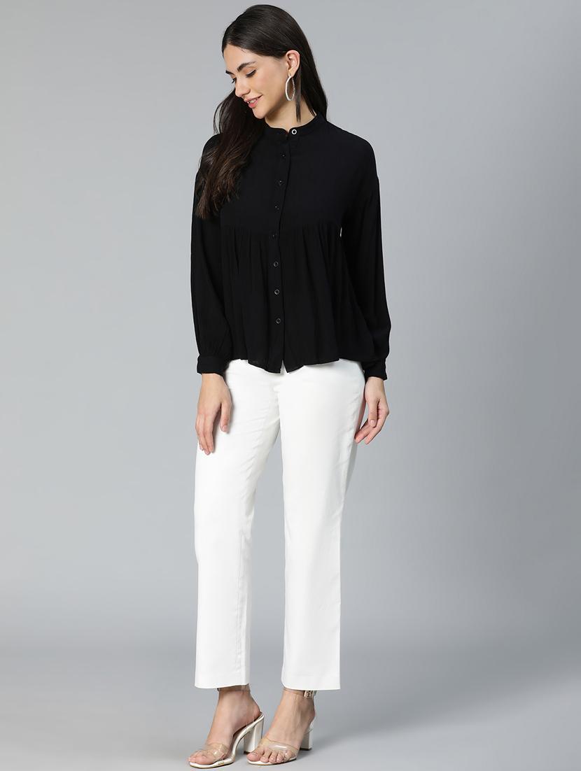 women's straight mandarin neck top - 18735716 - Standard Image - 4