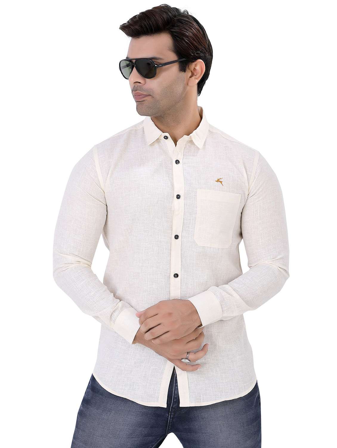 mens self design casual shirt