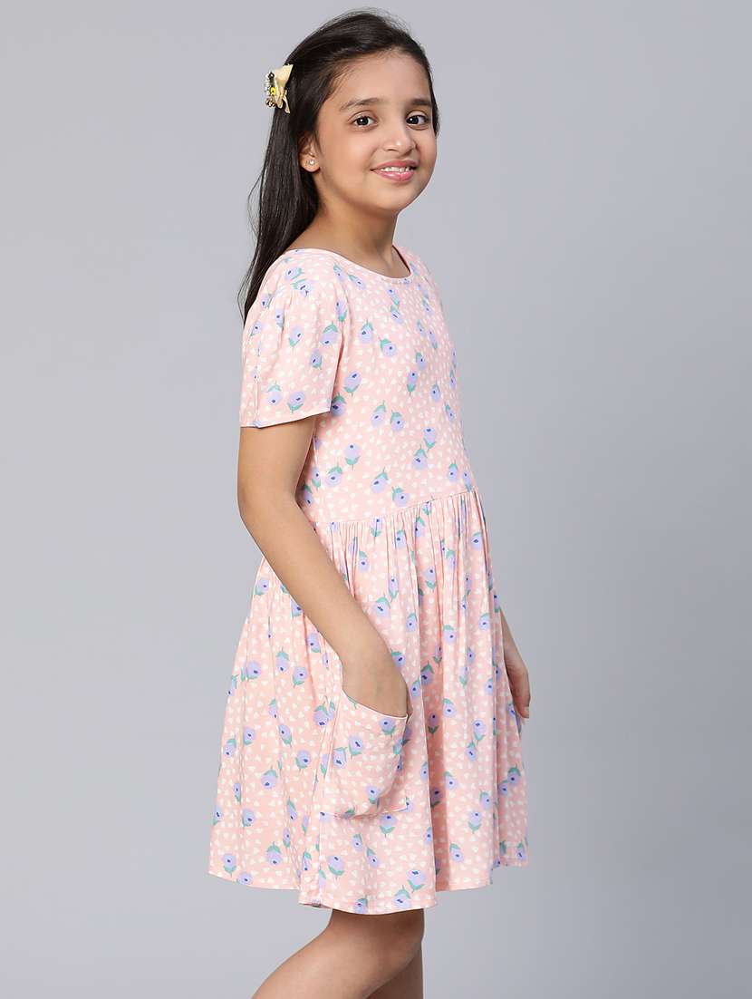 girls round neck short sleeves frock - 18736235 -  Standard Image - 1