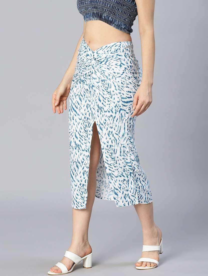 blue viscose slit skirt - 18736409 -  Standard Image - 1