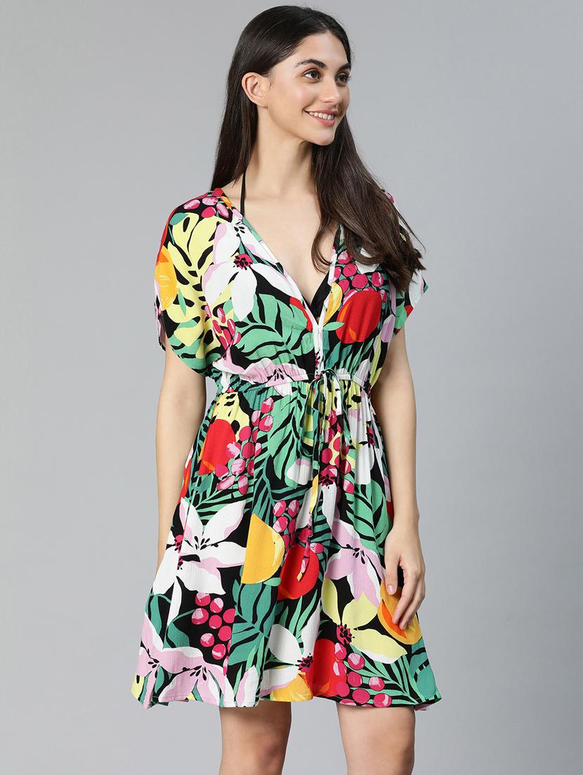 tropical printed wrap coverup - 18736449 - Standard Image - 1