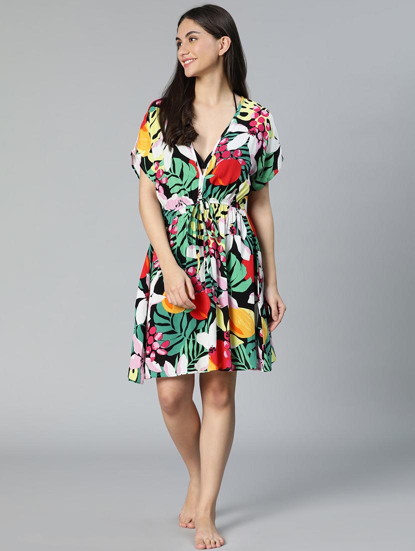 tropical printed wrap coverup - 18736449 - Standard Image - 4