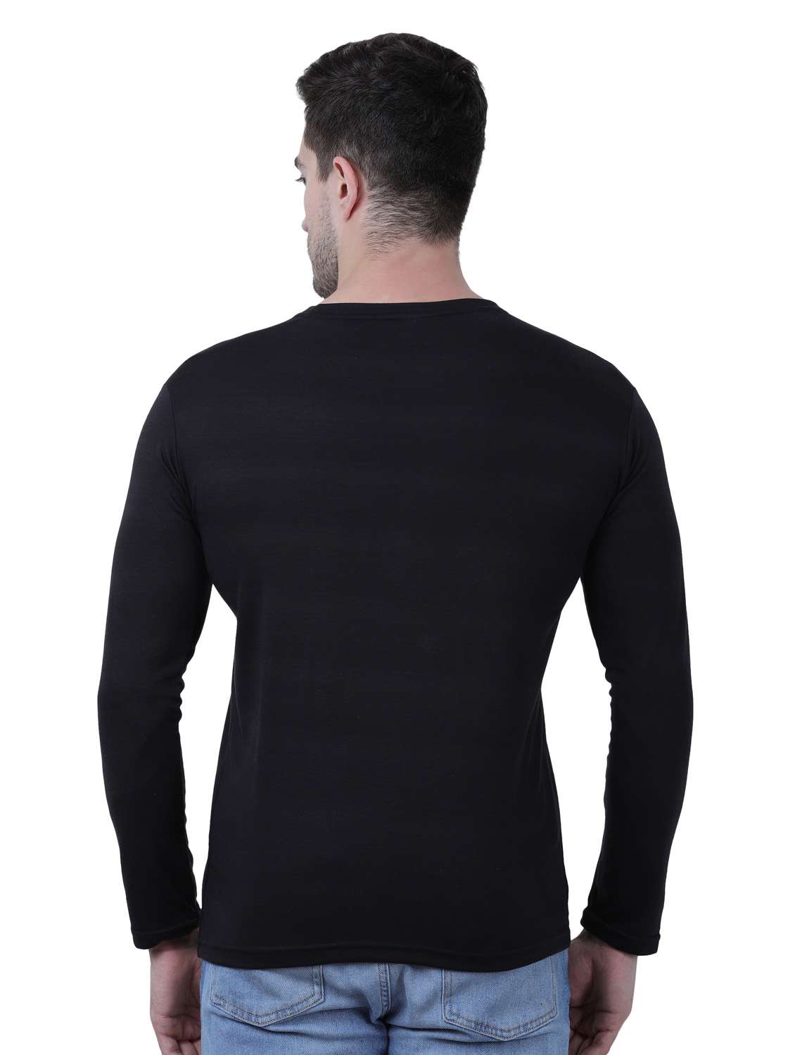 black colored round neck t-shirt - 18736517 -  Standard Image - 1