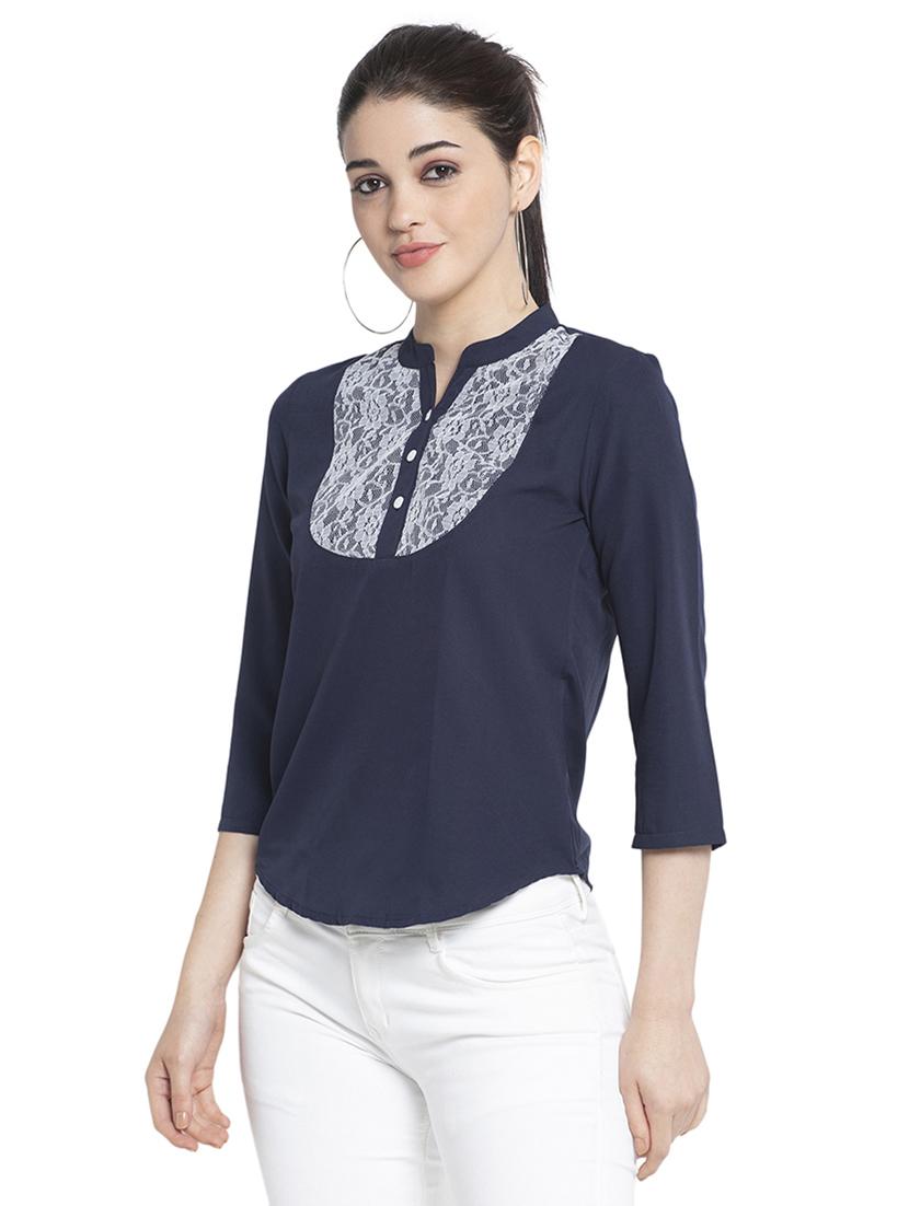 women's straight notch neck top - 18736524 - Standard Image - 1