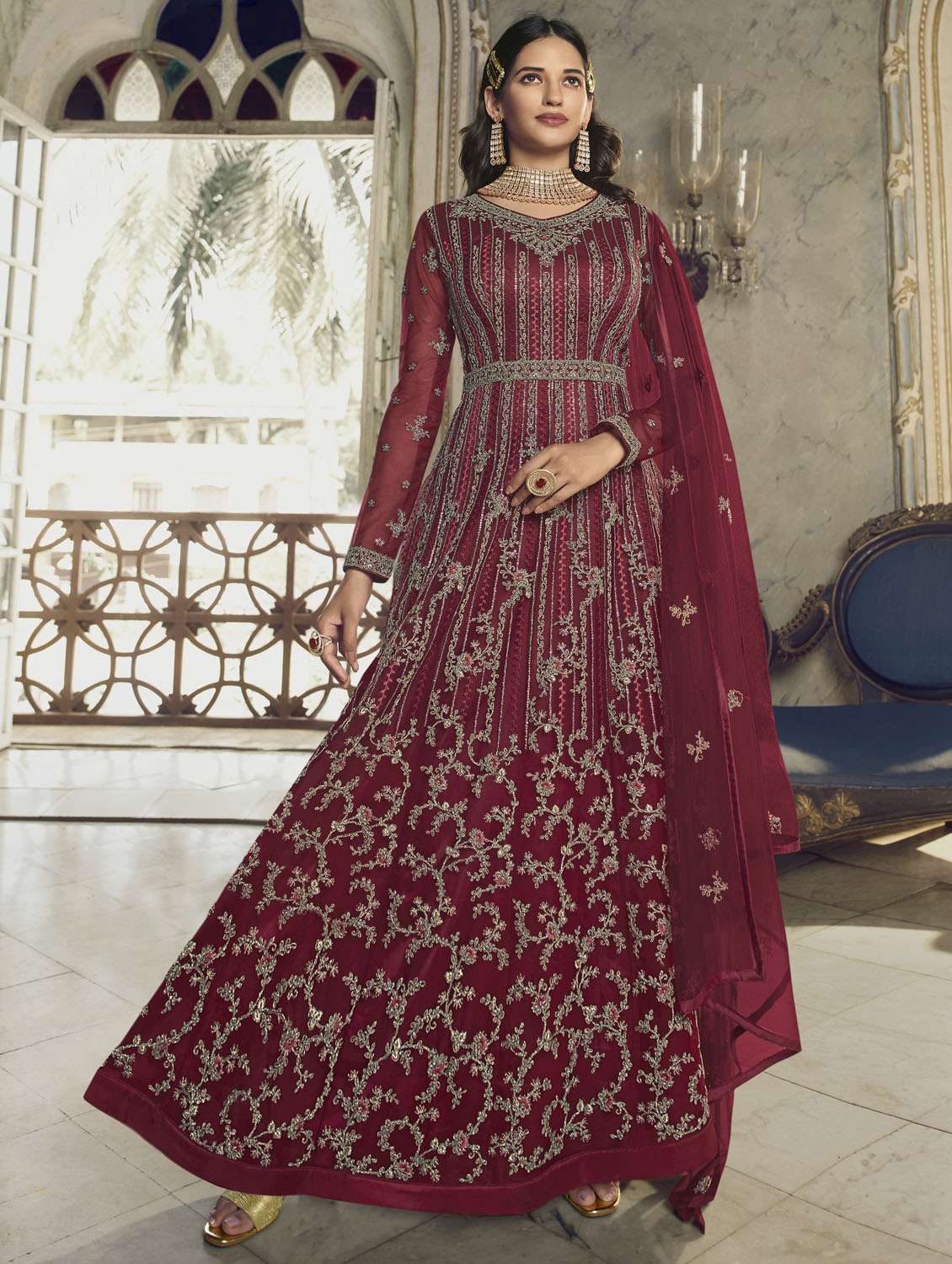 embroidered semi-stitched suit set 