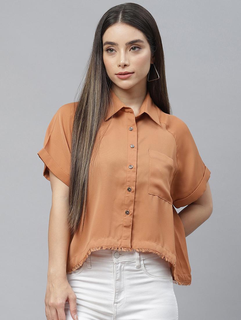 shirt collar solid high low top - 18736589 -  Zoom Image - 0