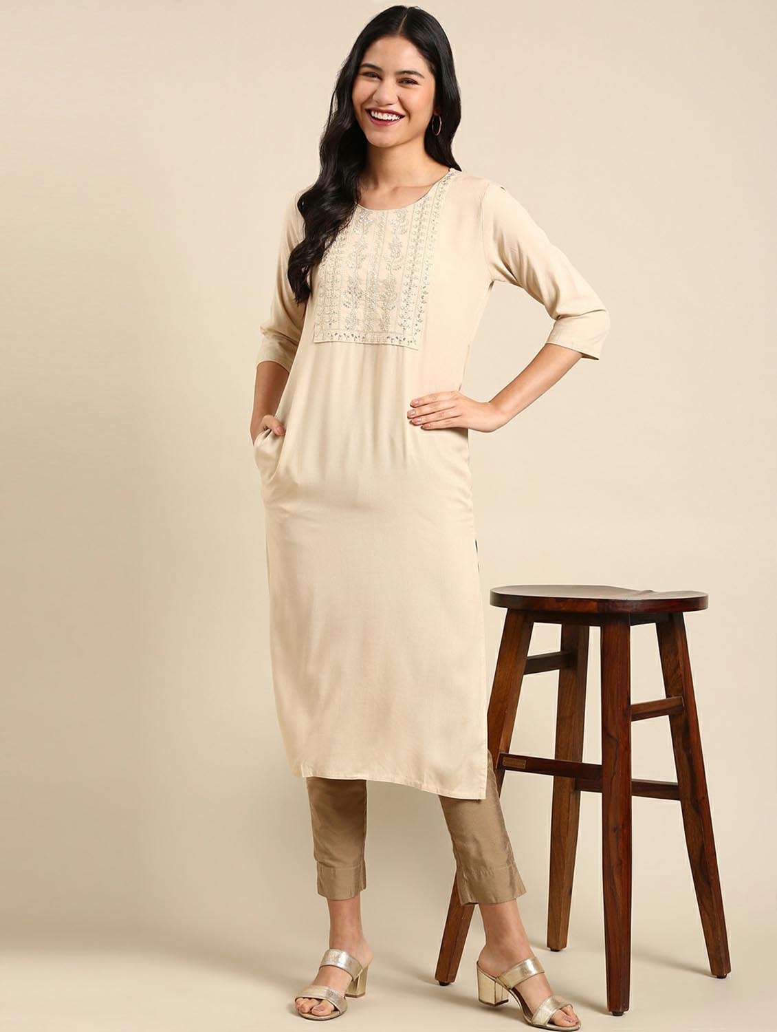 women's straight kurta - 18736693 -  Standard Image - 1