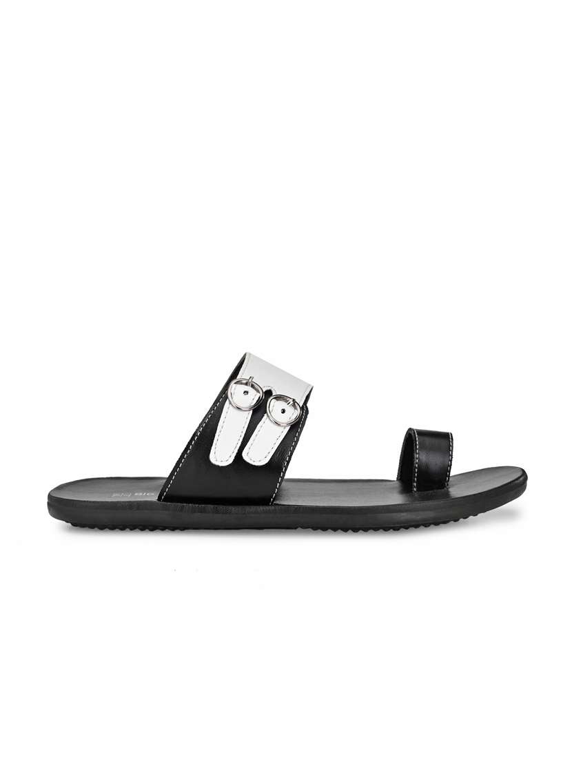 black synthetic & mesh slip on sandals - 18736798 -  Standard Image - 1