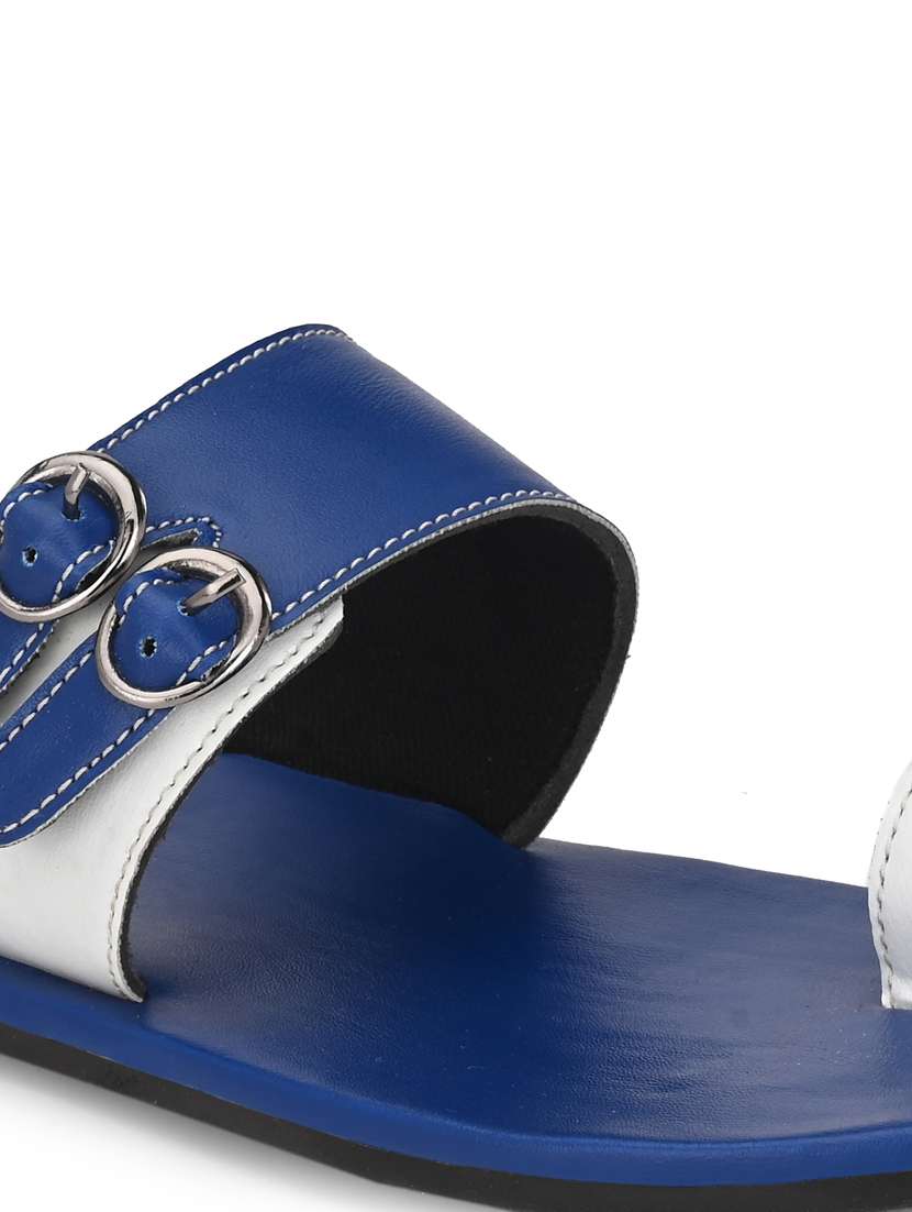 blue synthetic & mesh slip on sandals - 18736799 -  Standard Image - 4