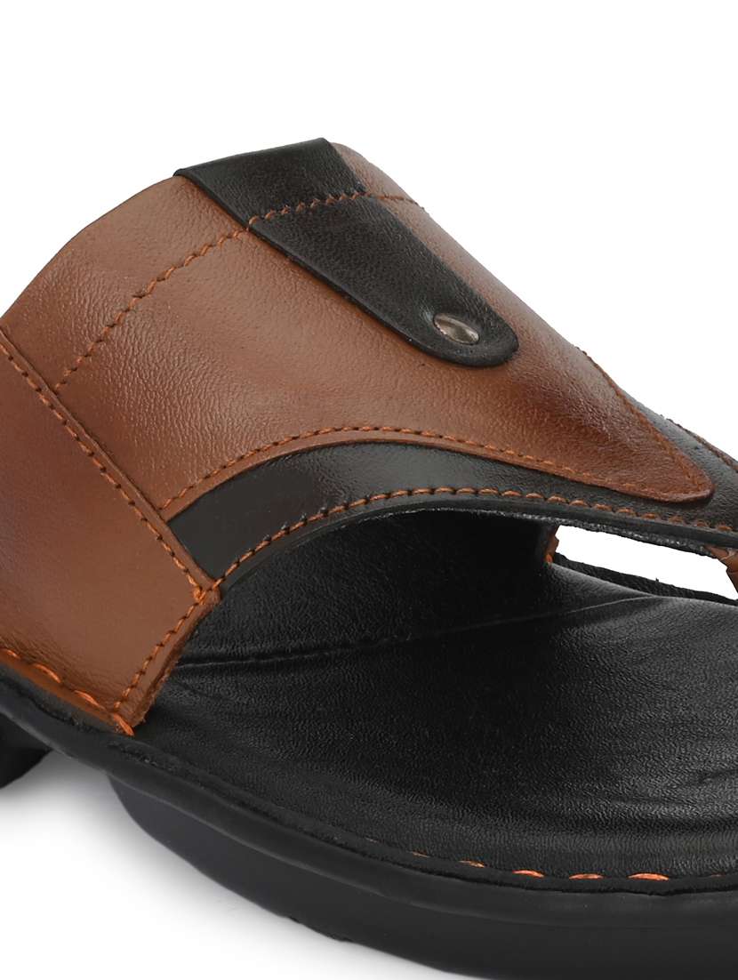 tan leather slip on sandals - 18736808 -  Standard Image - 4