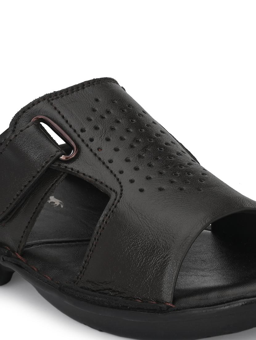 black leather slip on sandals - 18736813 - Standard Image - 4