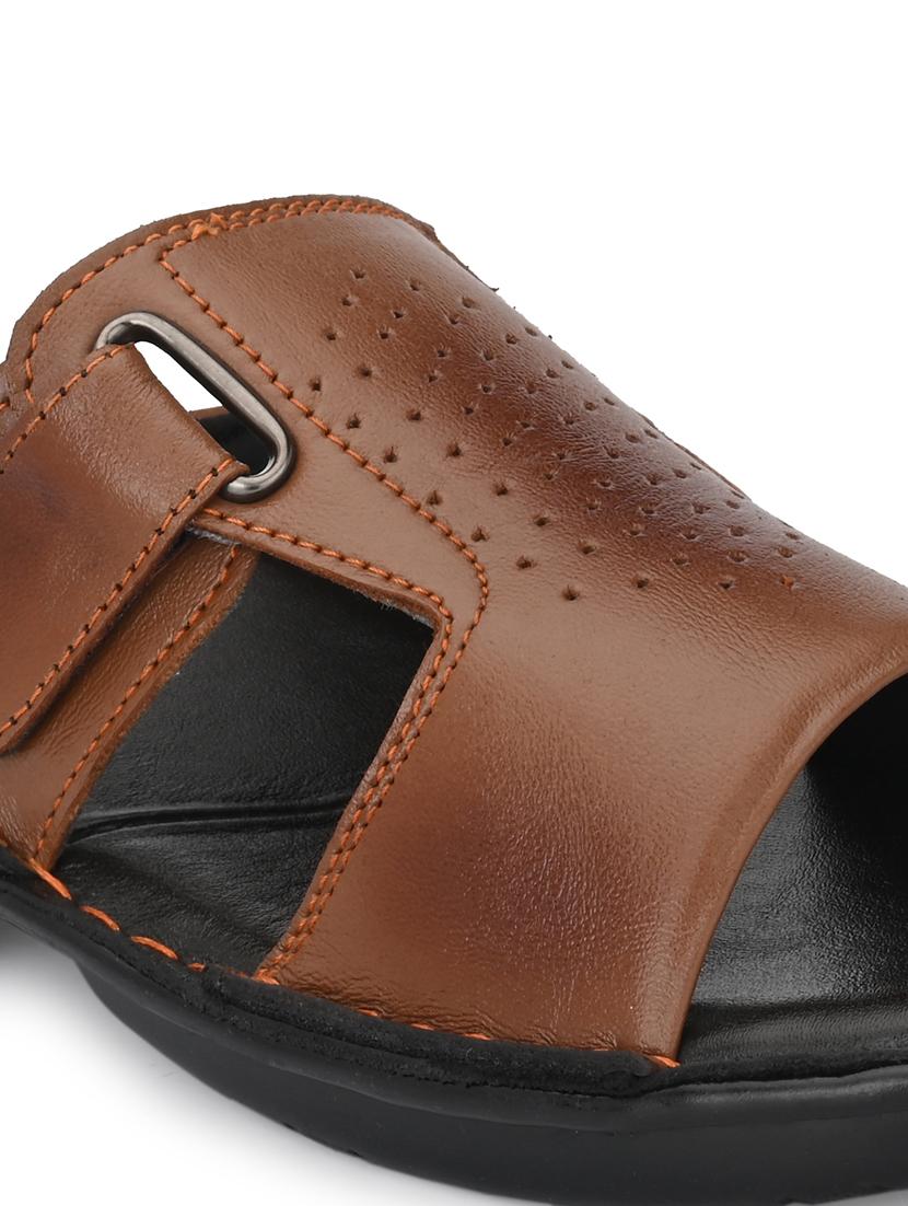 tan leather slip on sandals - 18736815 - Standard Image - 4
