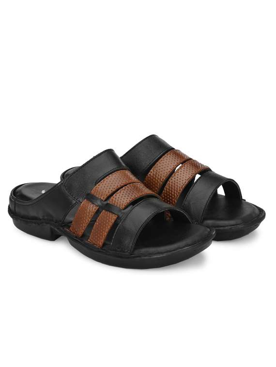 black leather slip on sandals - 18736818 - Standard Image - 1