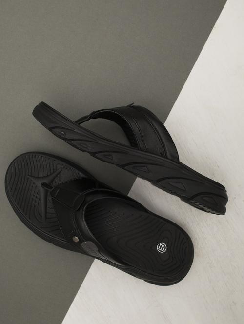 black synthetic & mesh slip on slippers - 18736825 - Standard Image - 0