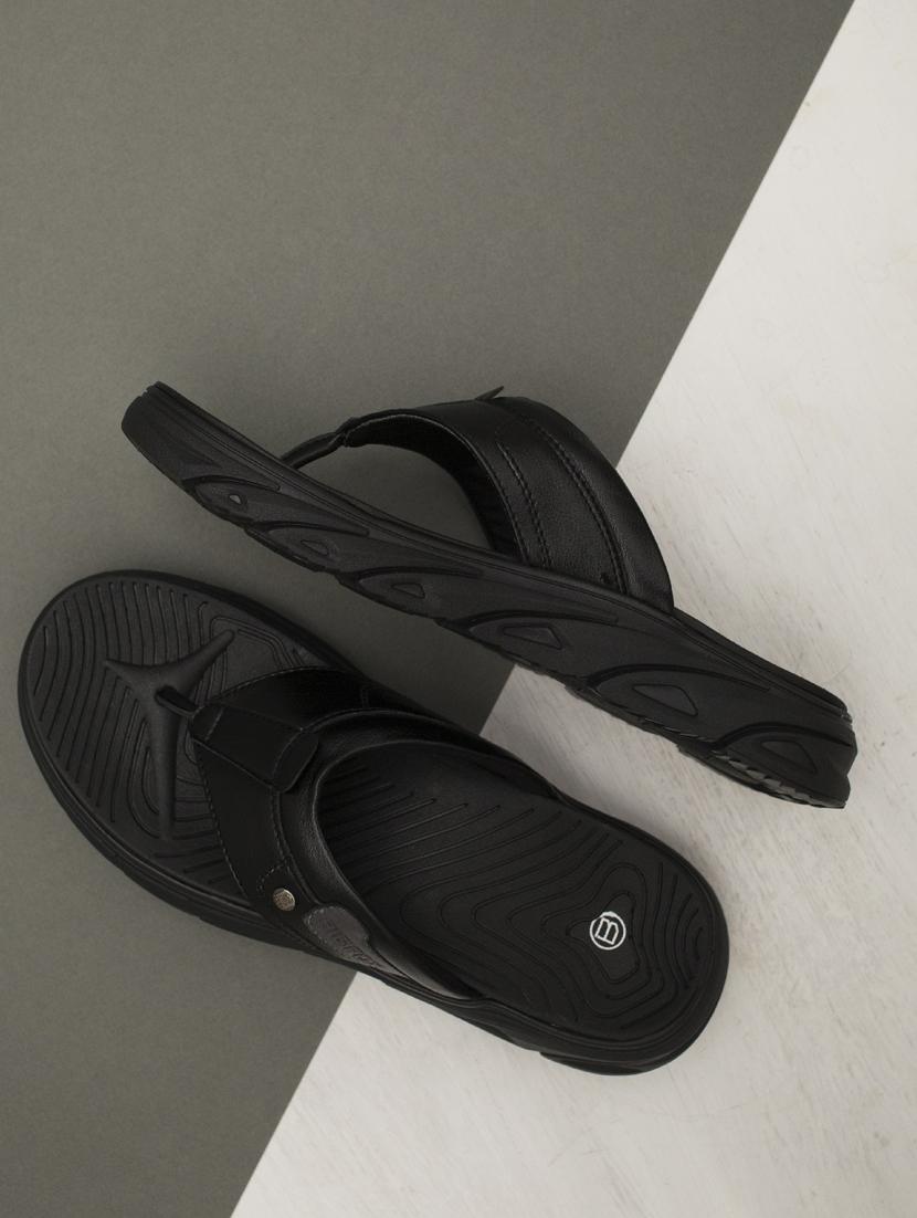 black synthetic & mesh slip on slippers - 18736825 - Zoom Image - 0