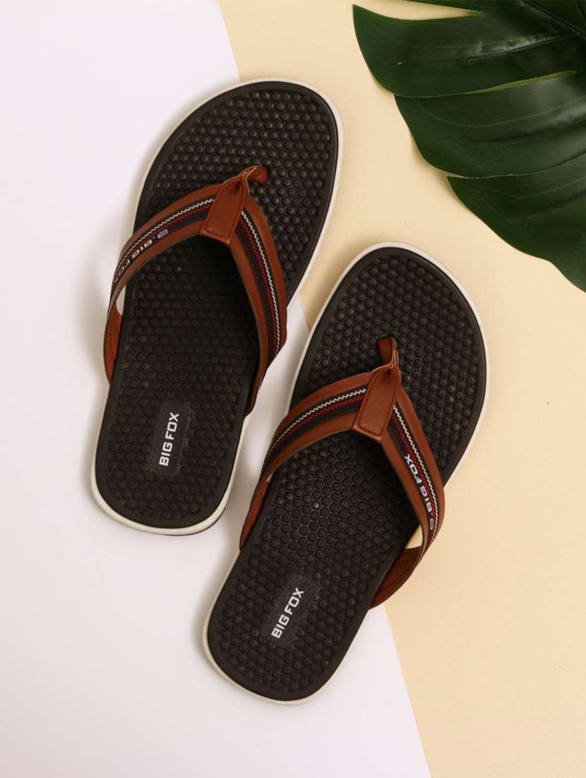 tan synthetic & mesh slip on slippers