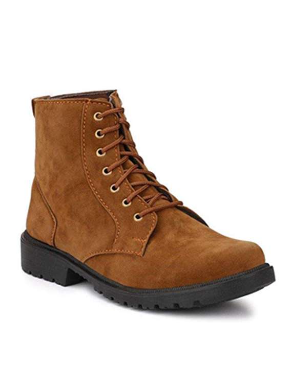 men tan lace up boots