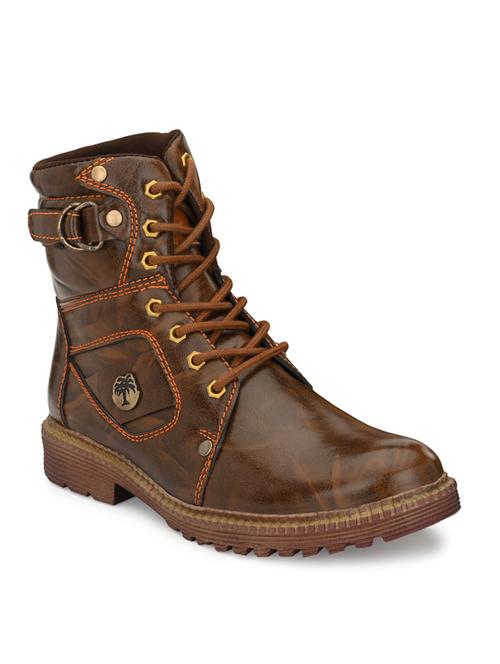 brown lace up high ankle boots - 18736899 - Standard Image - 0