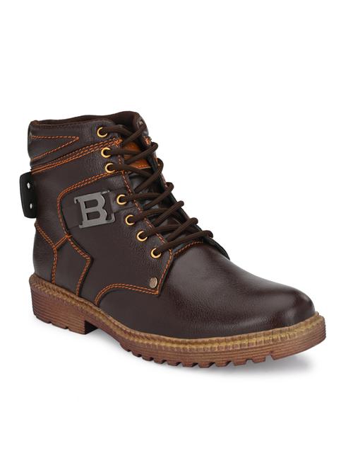 brown synthetic lace up boatshoes - 18736901 - Standard Image - 0