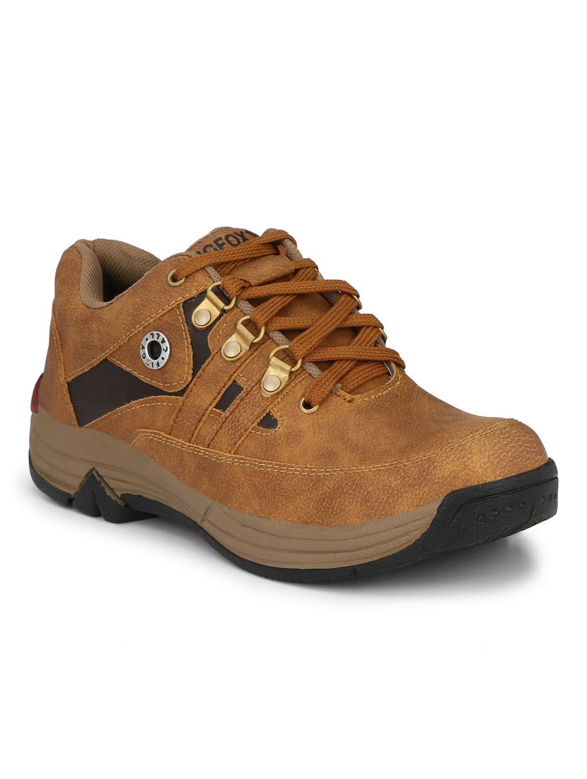 tan color block lace-up casual shoes - 18736905 -  Standard Image - 1