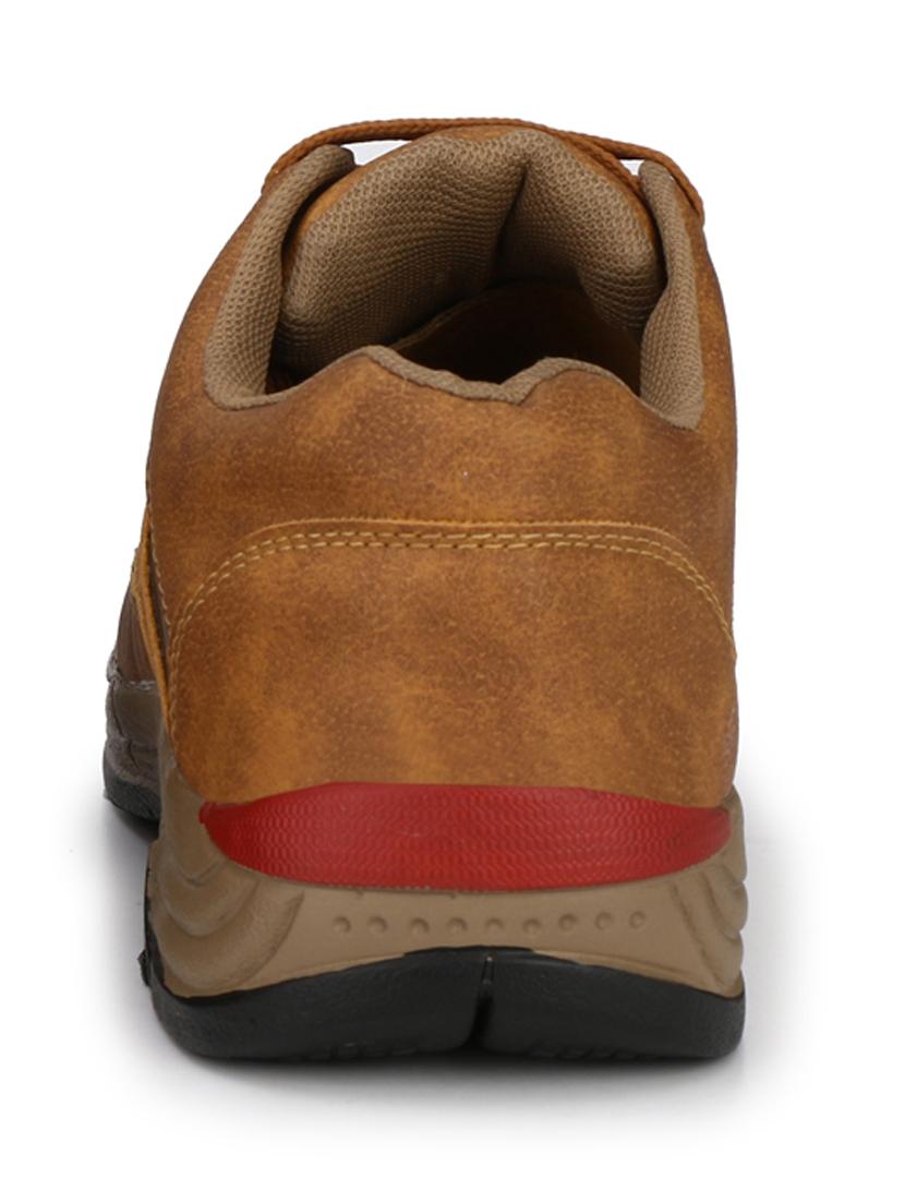 tan color block lace-up casual shoes - 18736905 - Standard Image - 4